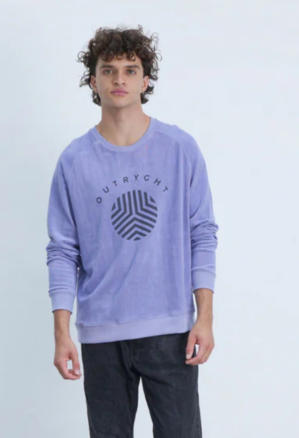 Outryght Sweatshirt Theo Terry Purple Tonic Lila Frottee Casual-Fit Logoprint Unisex