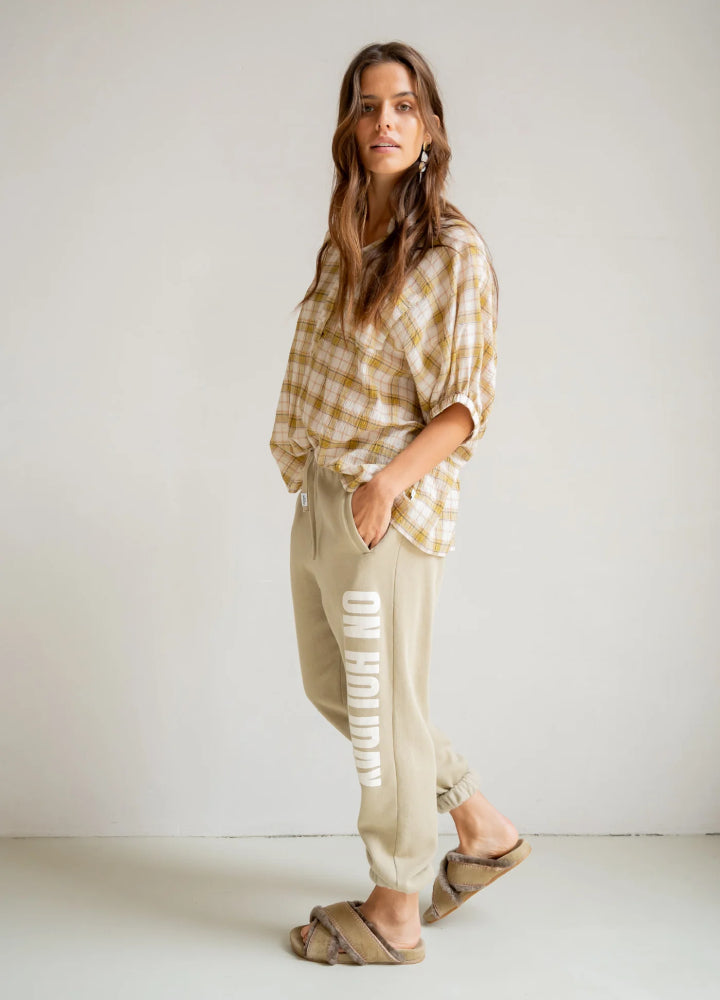 PENN&INK N.Y Bluse Karo Kurzarm Bamboo Check Casual-Fit Model 2