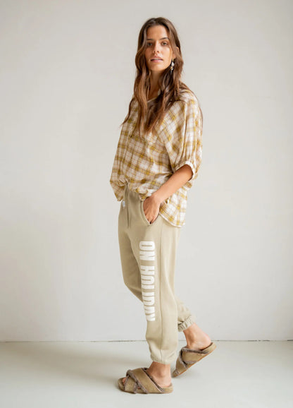 PENN&INK N.Y Bluse Karo Kurzarm Bamboo Check Casual-Fit Model 2