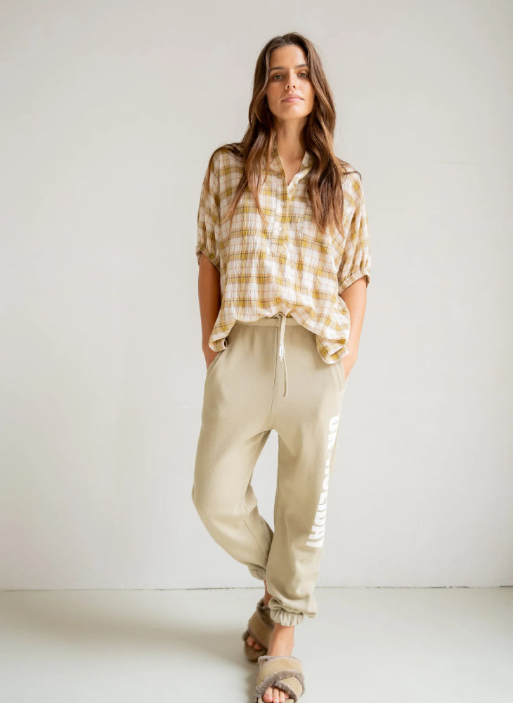 PENN&INK N.Y Bluse Karo Kurzarm Bamboo Check Casual-Fit Model 3