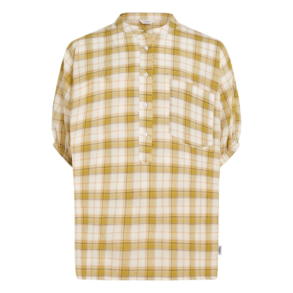 PENN&INK N.Y Bluse Karo Kurzarm Bamboo Check Casual-Fit