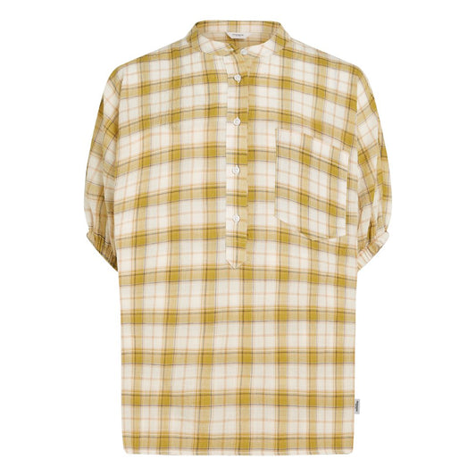 PENN&INK N.Y Bluse Karo Kurzarm Bamboo Check Casual-Fit