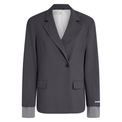 PENN&INK N.Y Blazer Anthrazit Travel-Quality Relaxed-Fit Karo-Manschetten