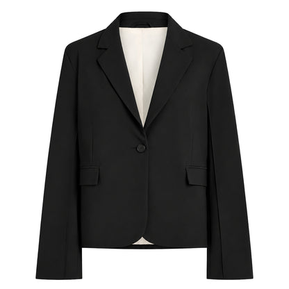 PENN&INK N.Y Blazer Black Schwarz Boxy Fit Travel-Quality Reverskragen Ausgestellte Ärmel