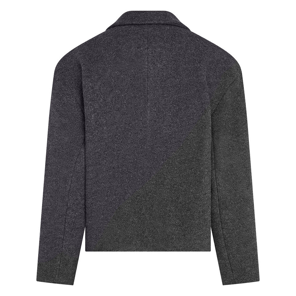 PENN&INK N.Y Blazer-Jacke Anthrazit Wollmischung Melange-Optik Relaxed-Fit Gefüttert Rückseite