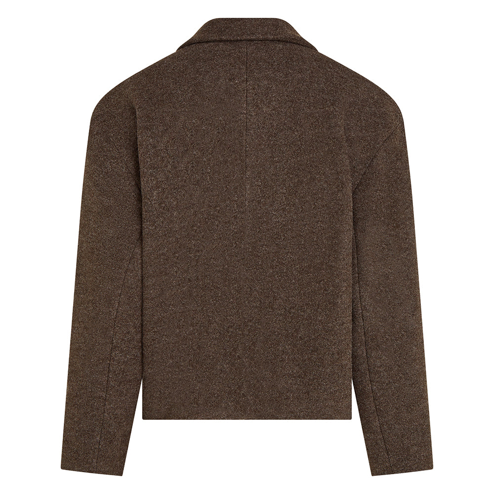PENN&INK N.Y Blazer-Jacke Braun Wollmischung Melange-Optik Relaxed-Fit Gefüttert Rückseite