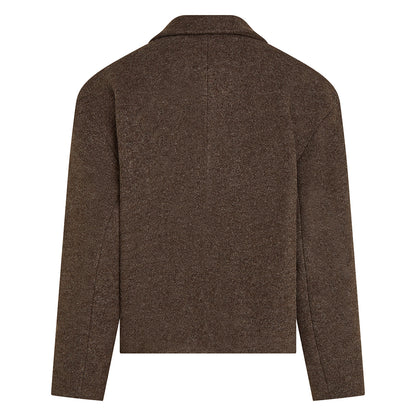 PENN&INK N.Y Blazer-Jacke Braun Wollmischung Melange-Optik Relaxed-Fit Gefüttert Rückseite