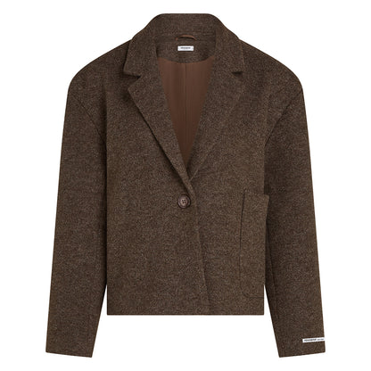 PENN&INK N.Y Blazer-Jacke Braun Wollmischung Melange-Optik Relaxed-Fit Gefüttert
