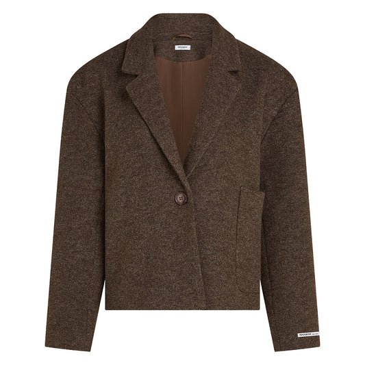 PENN&INK N.Y Blazer-Jacke Braun Wollmischung Melange-Optik Relaxed-Fit Gefüttert