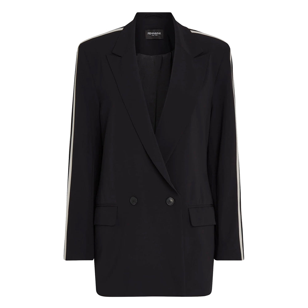 PENN&INK N.Y Blazer Logan Schwarz Doppelstreifen Sand Oversize