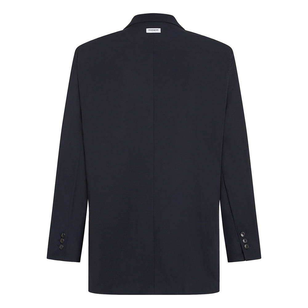 PENN&INK N.Y Blazer Logan Navy Doppelstreifen Ärmel Ecru Oversize Rückseite