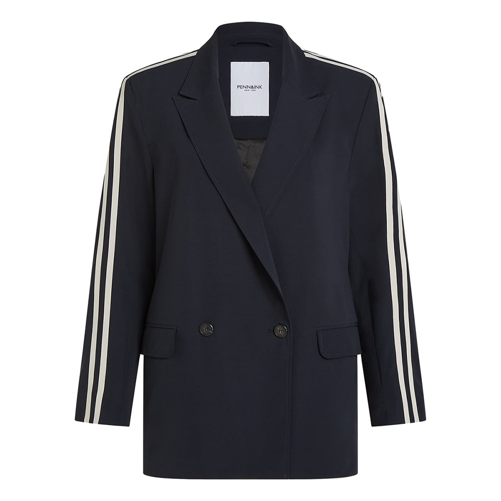 PENN&INK N.Y Blazer Logan Navy Doppelstreifen Sand Oversize