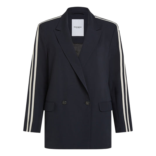 PENN&INK N.Y Blazer Logan Navy Doppelstreifen Sand Oversize