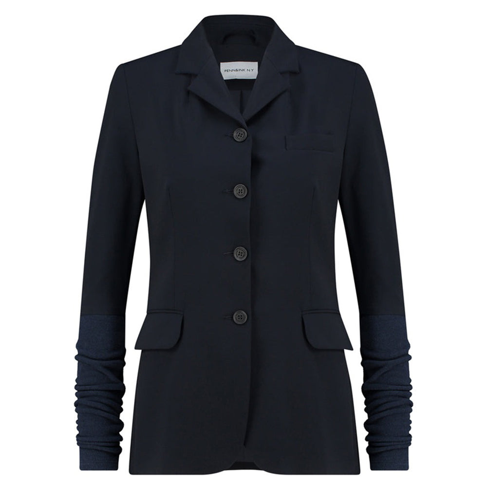 PENN&INK N.Y Blazer Travel-Quality Wollmix-Strickärmeln Navy