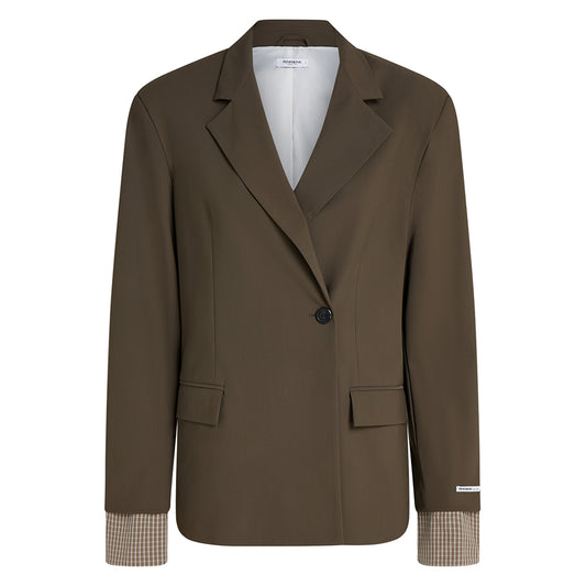 PENN&INK N.Y Blazer Braun Travel Quality Karo-Kontrastbesatz Regular-Fit
