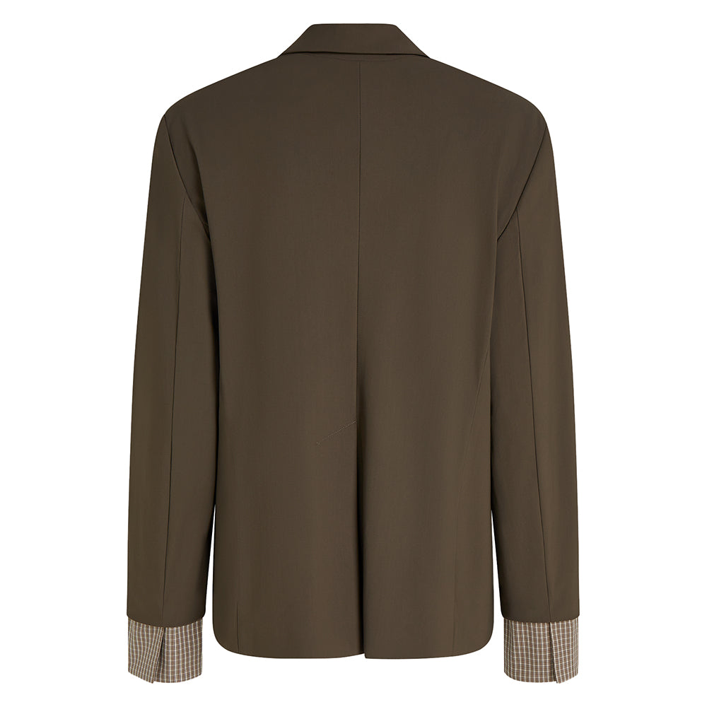 PENN&INK N.Y Blazer Braun Travel Quality Karo-Kontrastbesatz Regular-Fit Rückseite