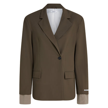 PENN&INK N.Y Blazer Braun Anthrazit Travel-Quality Relaxed-Fit Karo-Manschetten