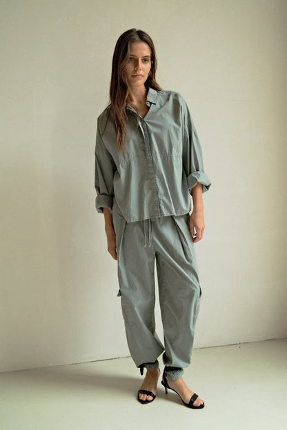 PENN&INK N.Y Bluse Baumwolle Monument Grau Model 2