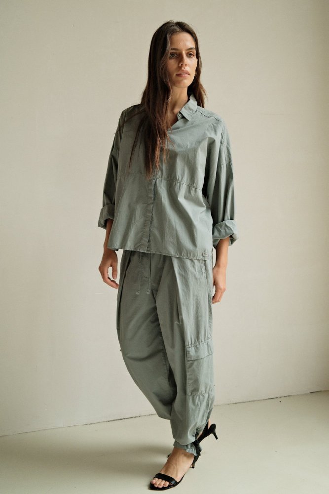 PENN&INK N.Y Bluse Baumwolle Monument Grau Model 3