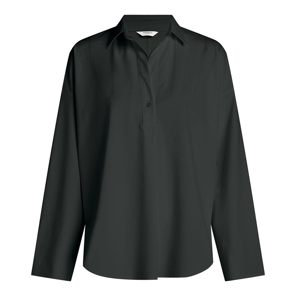 PENN&INK N.Y Bluse Langarm Anthrazit Casual Fit Travel-Quality