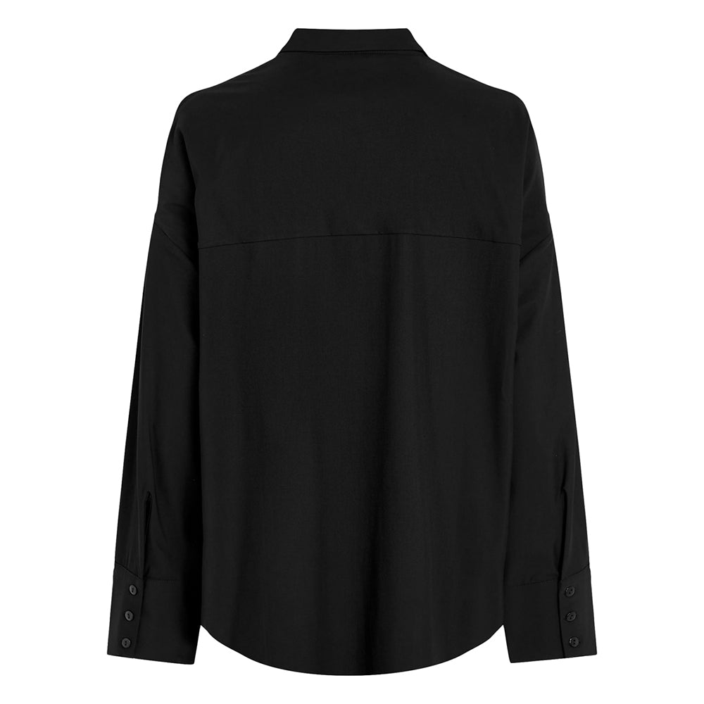 PENN&INK N.Y Bluse Langarm Casual Fit Travel-Quality Schwarz Rückseite