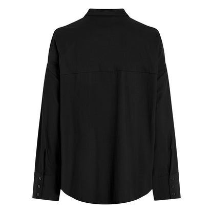 PENN&INK N.Y Bluse Langarm Casual Fit Travel-Quality Schwarz Rückseite