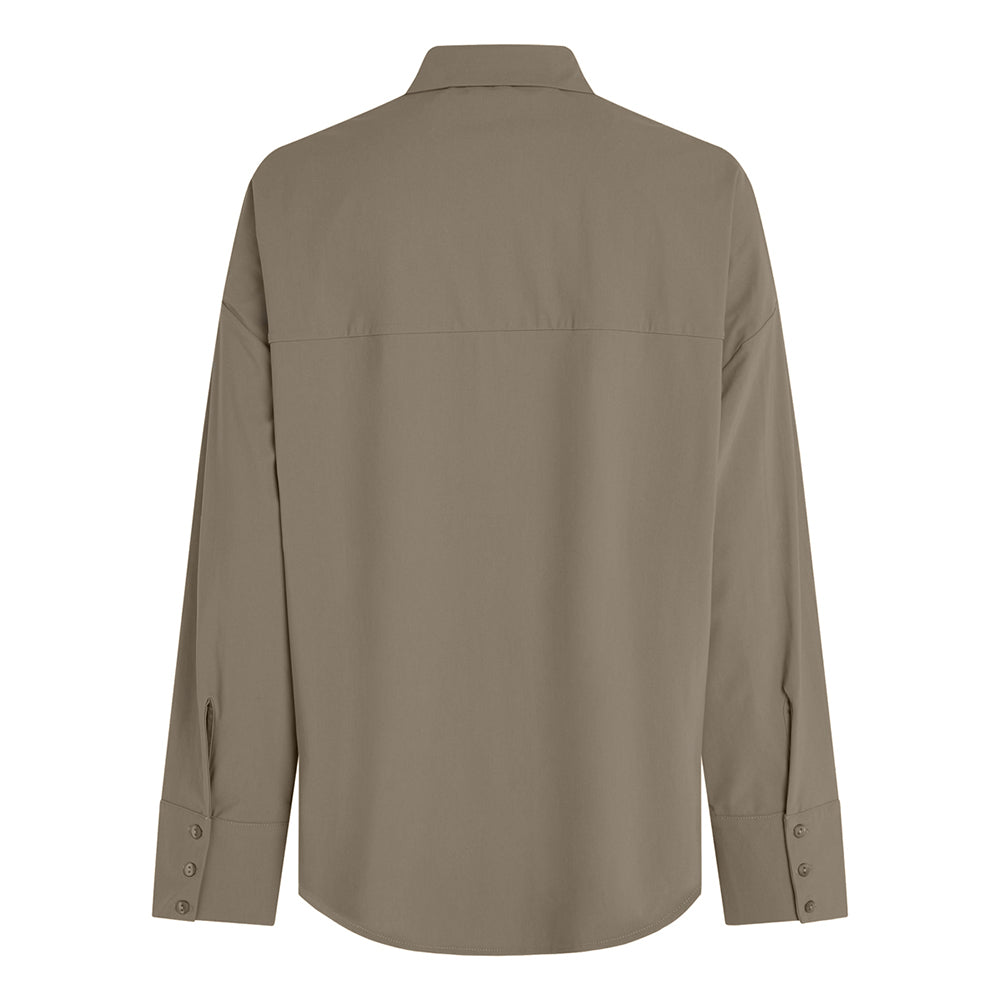 PENN&INK N.Y Bluse Langarm Casual Fit Travel-Quality Taupe Rückseite
