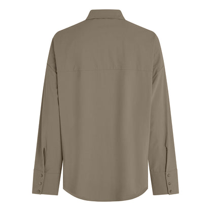 PENN&INK N.Y Bluse Langarm Casual Fit Travel-Quality Taupe Rückseite