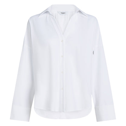 PENN&INK N.Y Bluse Weiß Travel-Quality Regular-Fit Hemdkragen Verlängertes Rückenteil