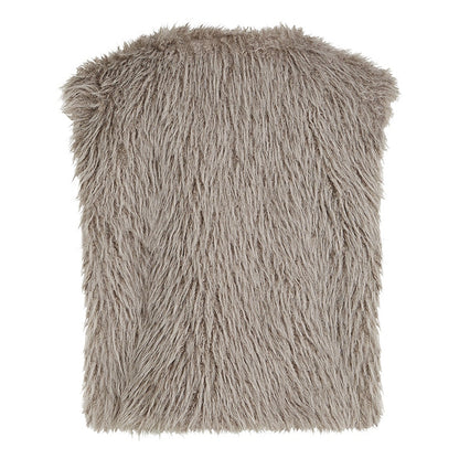 Ärmellose Weste Fake-Fur Boho 100% Polyester Kunstfell Lammfell-Optik Grau Grey Rückseite