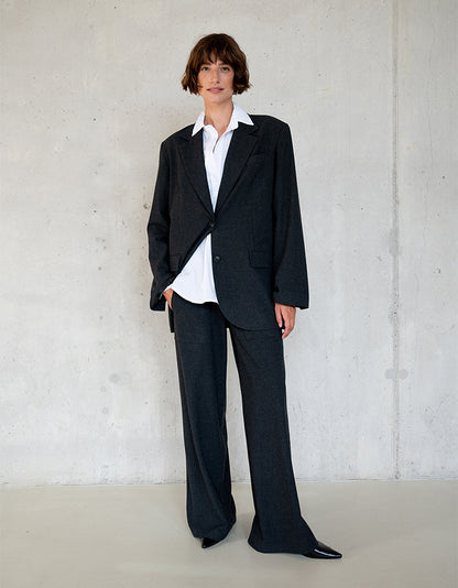 PENN&INK N.Y Hose Wide-Leg Anthrazit Meliert Viskose-Mix Model
