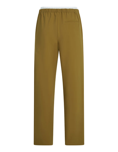 PENN&INK N.Y Hose Avocado Kontrast-Doppelbund Weiß Straight-Fit Rückseite
