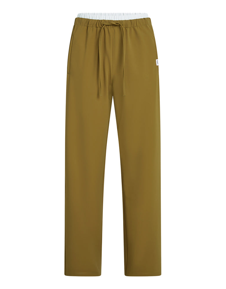PENN&INK N.Y Hose Avocado Kontrast-Doppelbund Weiß Straight-Fit