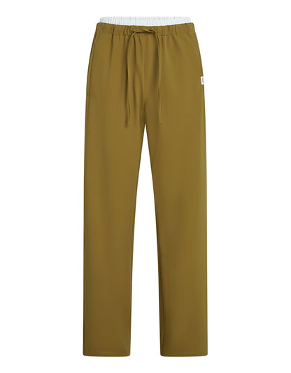 PENN&INK N.Y Hose Avocado Kontrast-Doppelbund Weiß Straight-Fit
