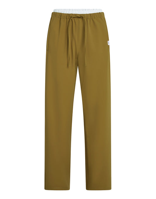 PENN&INK N.Y Hose Avocado Kontrast-Doppelbund Weiß Straight-Fit