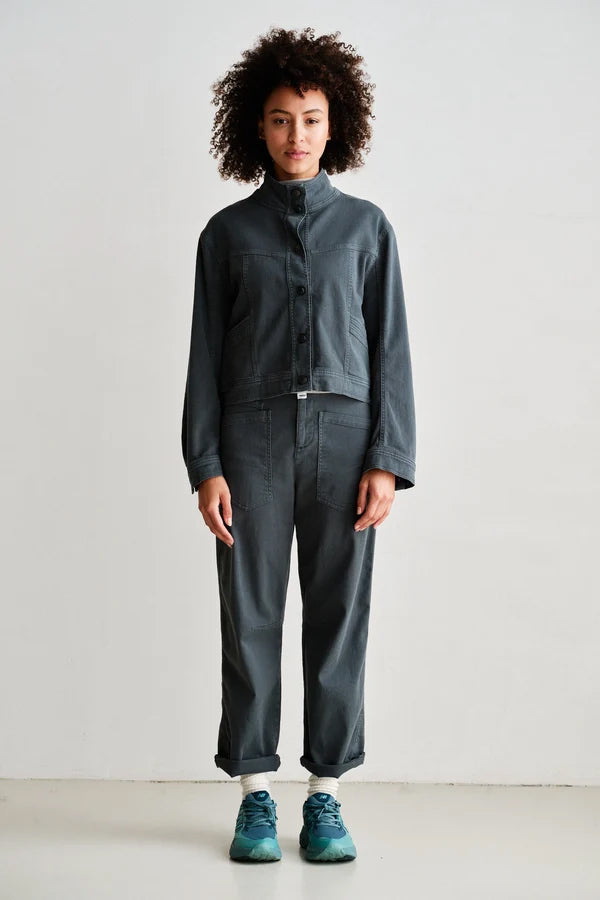PENN&INK N.Y Hose Anthrazit Denim-Look Baumwoll-Mix Straight-Leg-Fit Aufgesetzte Taschen Model 4