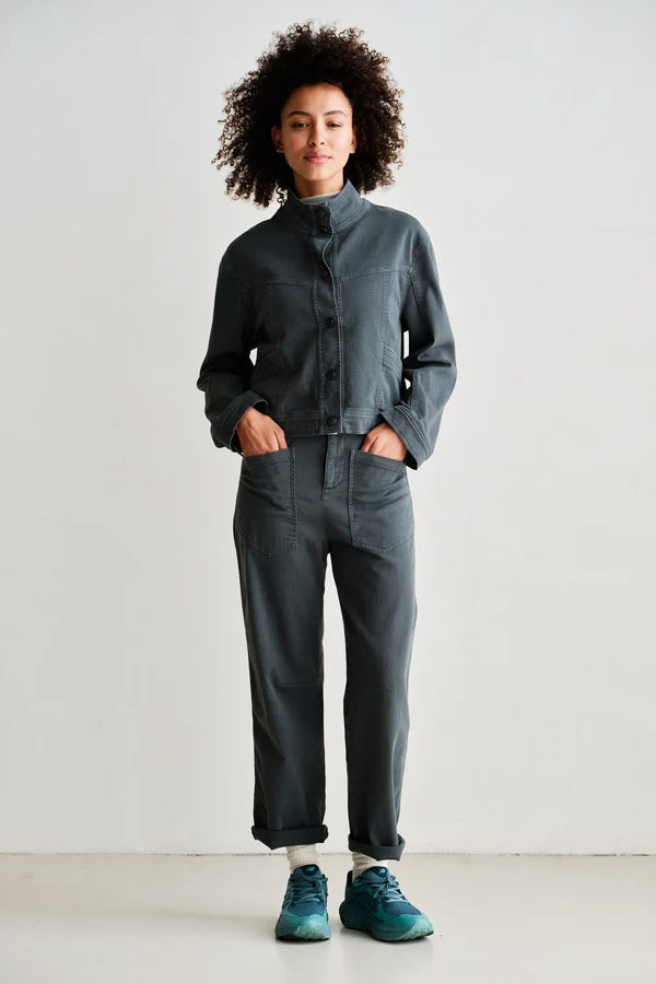 PENN&INK N.Y Hose Anthrazit Denim-Look Baumwoll-Mix Straight-Leg-Fit Aufgesetzte Taschen Model
