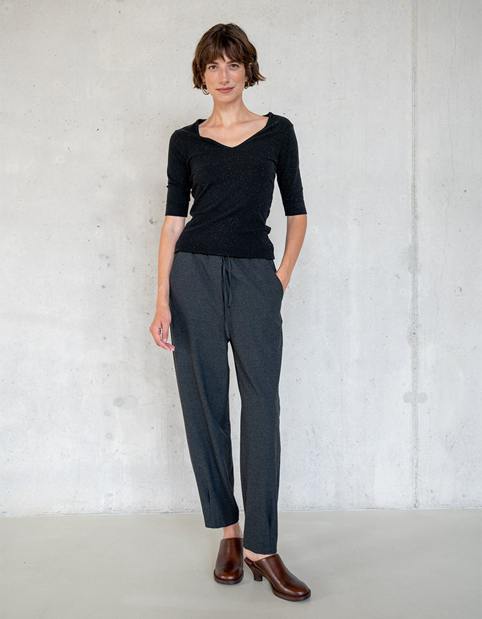 PENN&INK N.Y Hose Jogpants-Style Anthrazit Meliert Viskose-Mix Bindeband Model 2