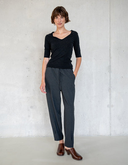 PENN&INK N.Y Hose Jogpants-Style Anthrazit Meliert Viskose-Mix Bindeband Model 2