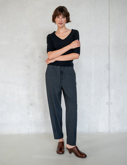 PENN&INK N.Y Hose Jogpants-Style Anthrazit Meliert Viskose-Mix Bindeband Model 3