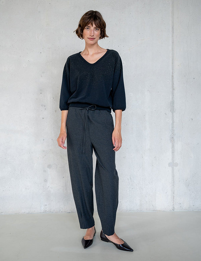 PENN&INK N.Y Hose Jogpants-Style Anthrazit Meliert Viskose-Mix Bindeband Model