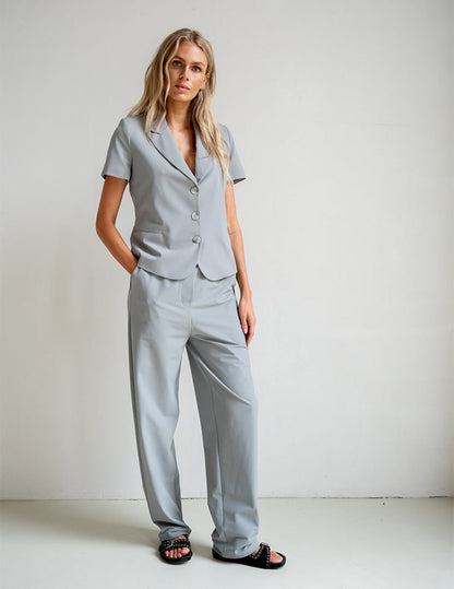 PENN&INK N.Y Hose Travel-Quality Grau Elastischer Bund Straight-Fit Model 2