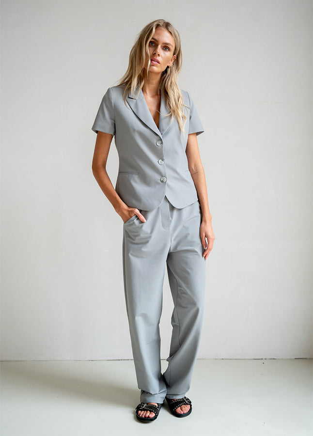 PENN&INK N.Y Hose Travel-Quality Grau Elastischer Bund Straight-Fit Model 3