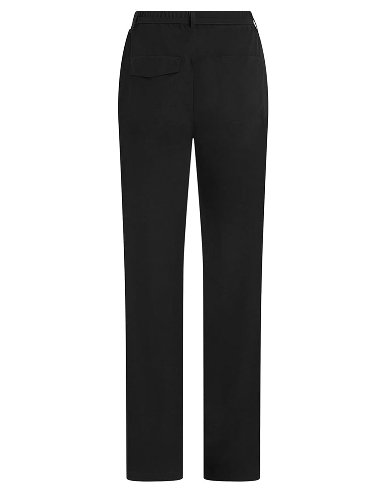 PENN&INK N.Y Hose Straight-Fit Bindeband Elastischer Bund Schwarz Travel-Quality Rückseite