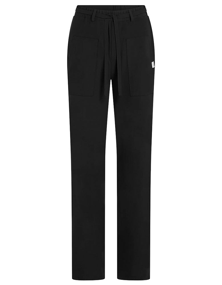 PENN&INK N.Y Hose Straight-Fit Bindeband Elastischer Bund Schwarz Travel-Quality