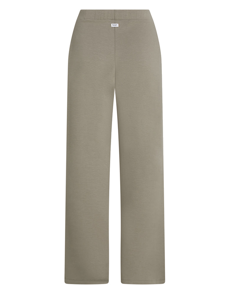 PENN&INK N.Y Hose Stripe Taupe Modal-Mix Straight-Leg-Fit Cremefarbene Kontraststreifen Rückseite