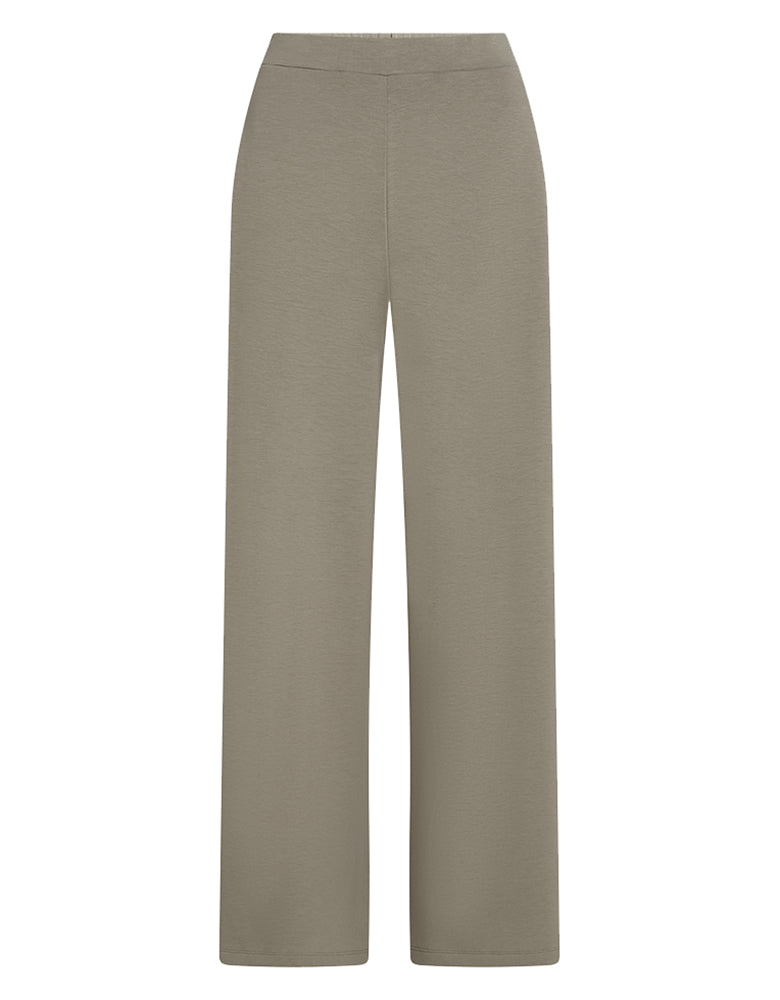 PENN&INK N.Y Hose Stripe Taupe Modal-Mix Straight-Leg-Fit Cremefarbene Kontraststreifen