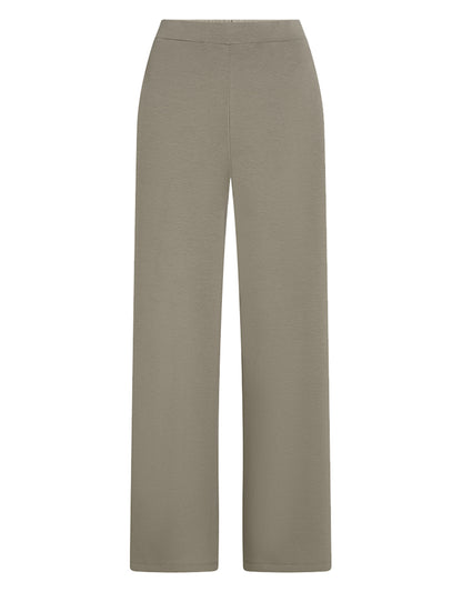 PENN&INK N.Y Hose Stripe Taupe Modal-Mix Straight-Leg-Fit Cremefarbene Kontraststreifen