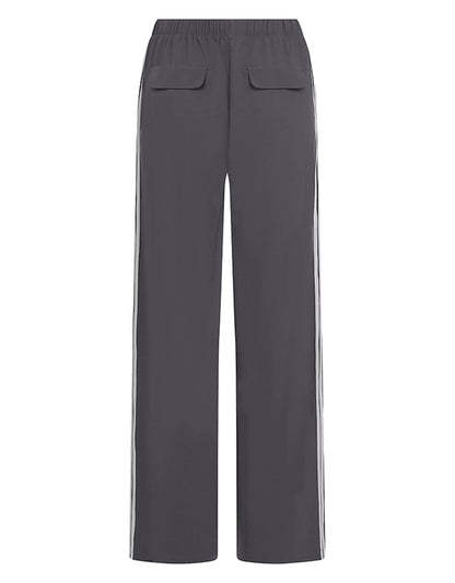 PENN&INK N.Y Hose Stripe Travel-Quality Anthrazit Creme Straight-Leg-Fit Kontrast-Doppelstreifen Rückseite