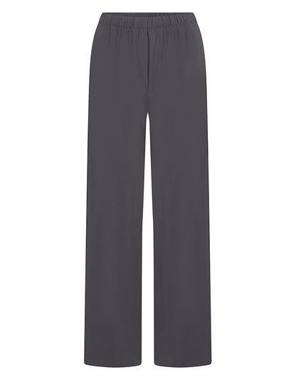 PENN&INK N.Y Hose Stripe Travel-Quality Anthrazit Creme Straight-Leg-Fit Kontrast-Doppelstreifen